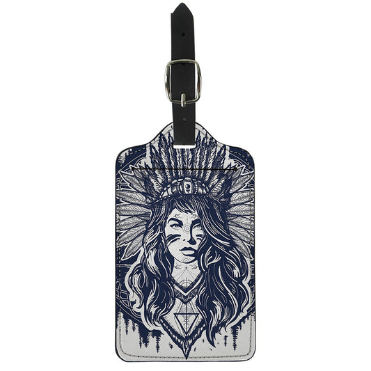 Tribal Native Indian Girl Print Luggage Tag