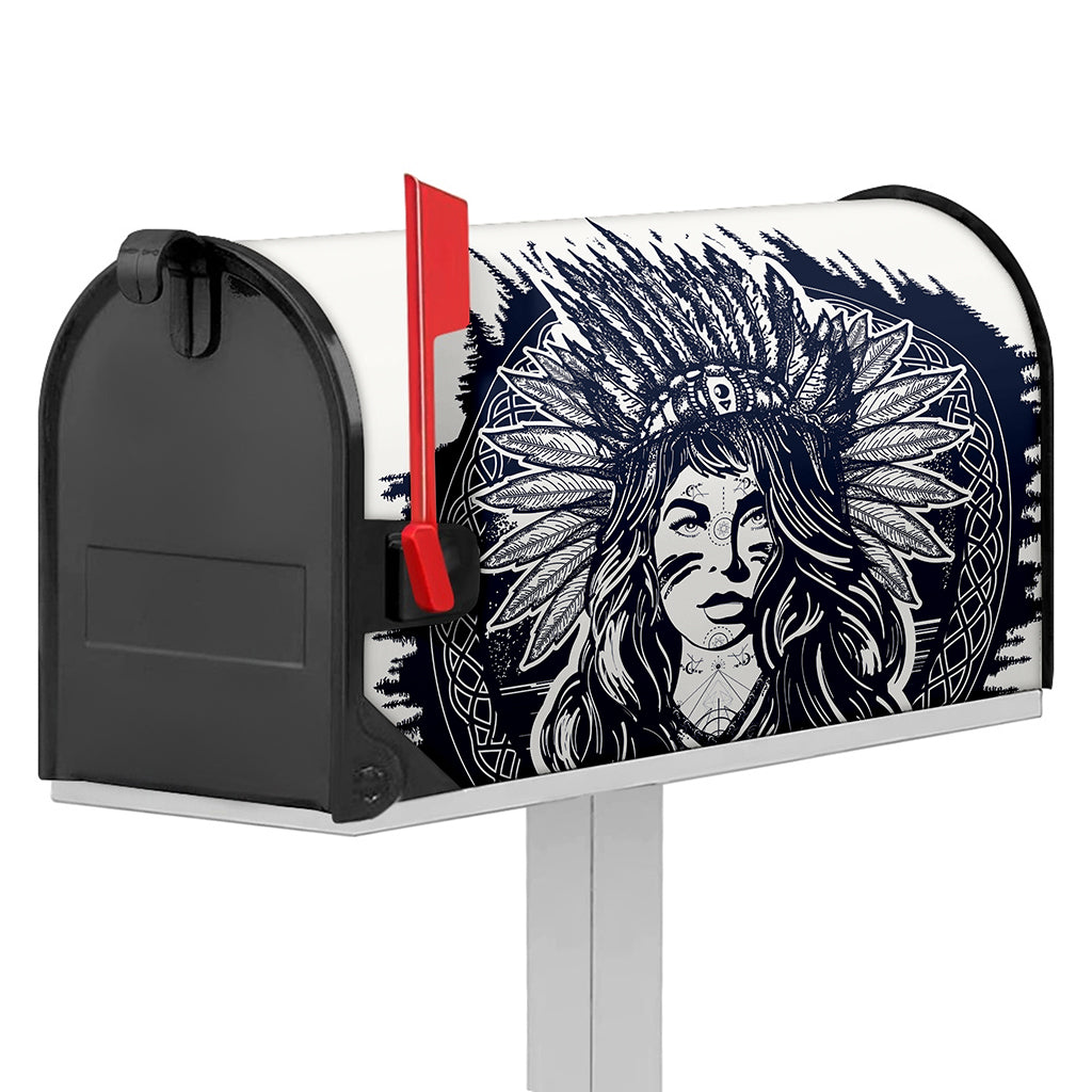 Tribal Native Indian Girl Print Mailbox Cover
