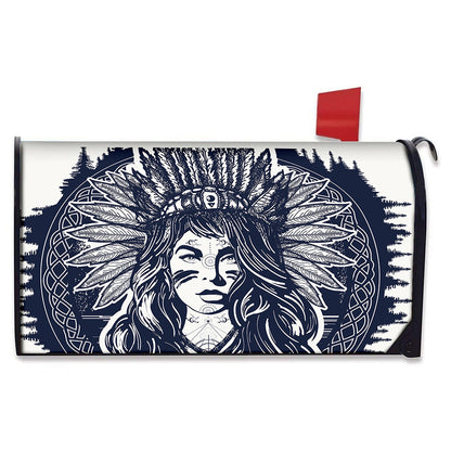 Tribal Native Indian Girl Print Mailbox Cover