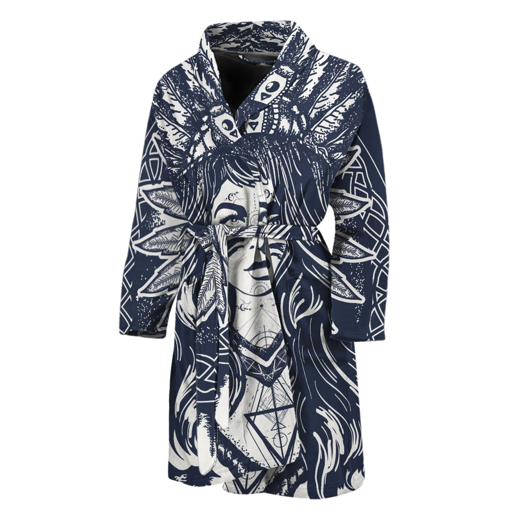 Tribal Native Indian Girl Print Men's Bathrobe