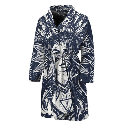 Tribal Native Indian Girl Print Men's Bathrobe