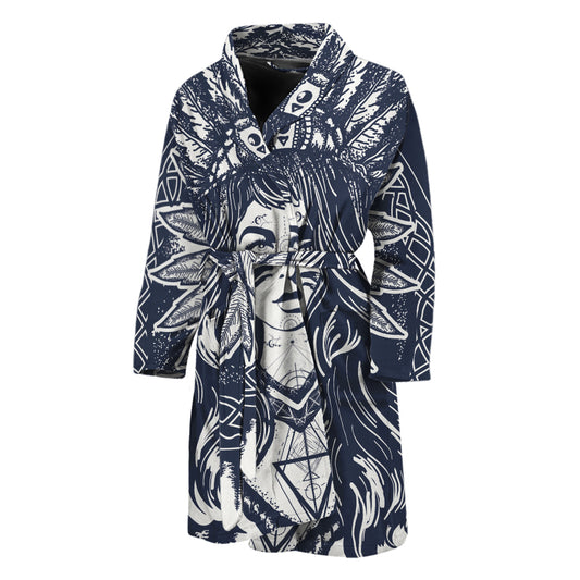 Tribal Native Indian Girl Print Men's Bathrobe