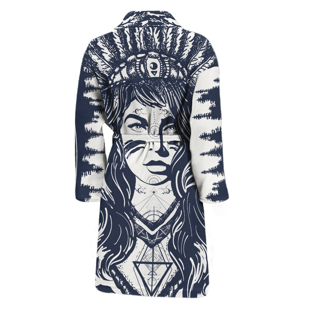 Tribal Native Indian Girl Print Men's Bathrobe