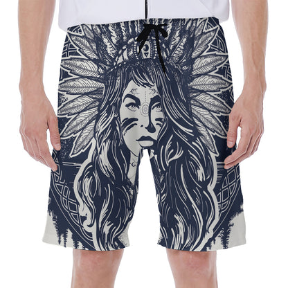 Tribal Native Indian Girl Print Men's Beach Shorts
