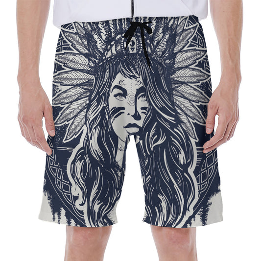 Tribal Native Indian Girl Print Men's Beach Shorts