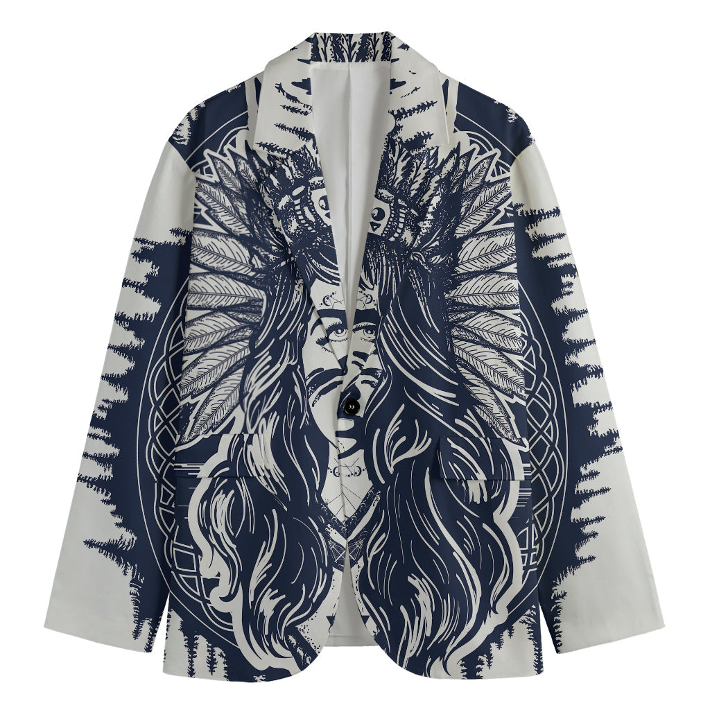 Tribal Native Indian Girl Print Men's Blazer