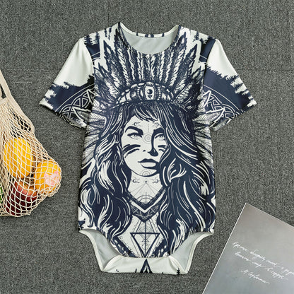 Tribal Native Indian Girl Print Men's Bodysuit