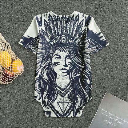 Tribal Native Indian Girl Print Men's Bodysuit
