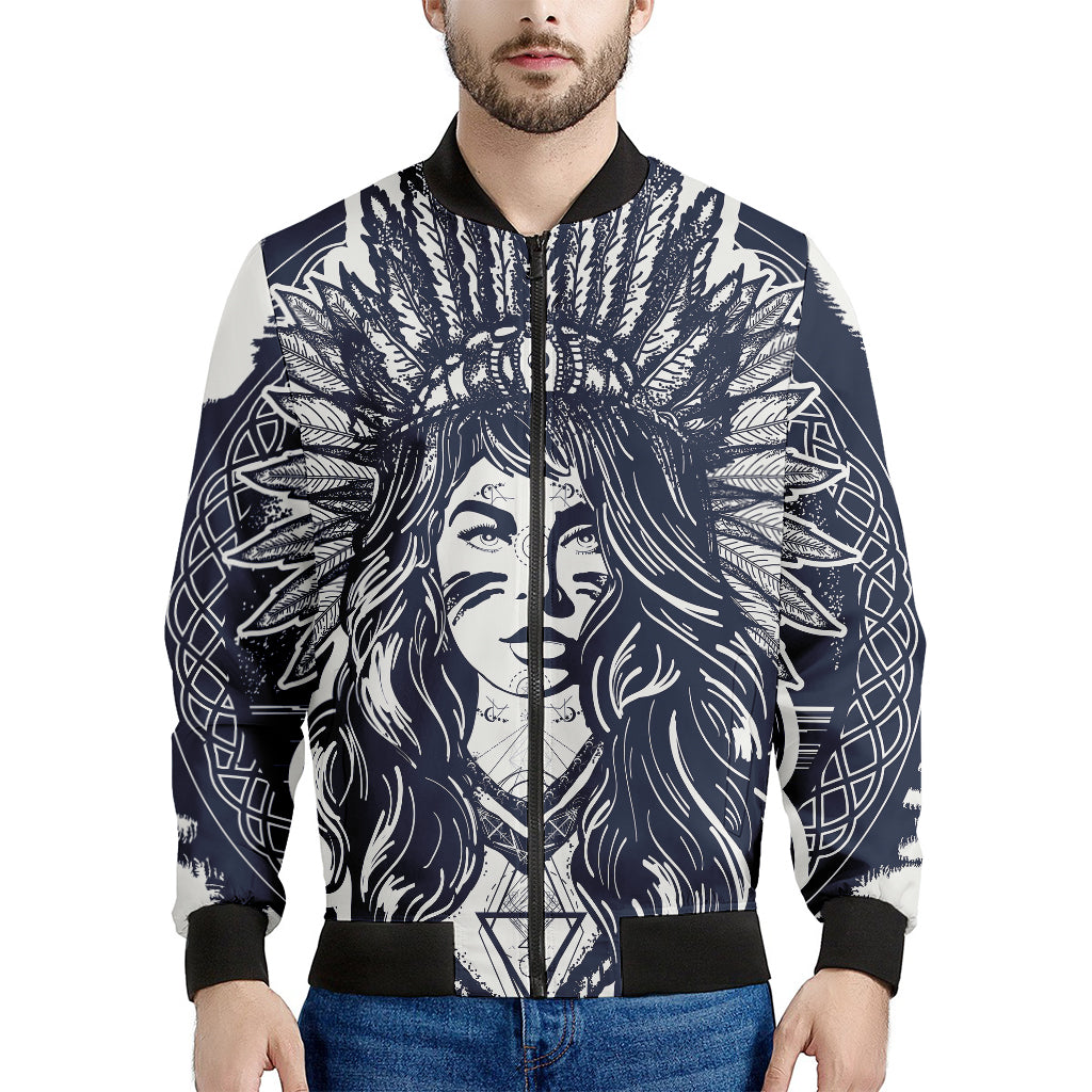 Tribal Native Indian Girl Print Men's Bomber Jacket