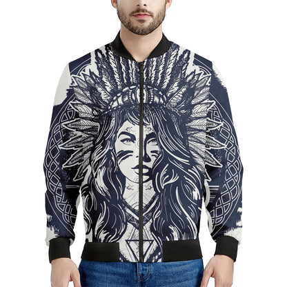 Tribal Native Indian Girl Print Men's Bomber Jacket