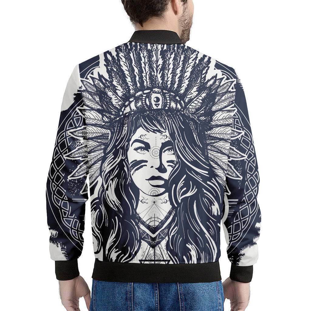 Tribal Native Indian Girl Print Men's Bomber Jacket