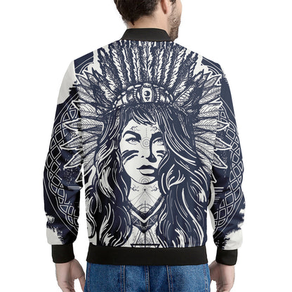 Tribal Native Indian Girl Print Men's Bomber Jacket