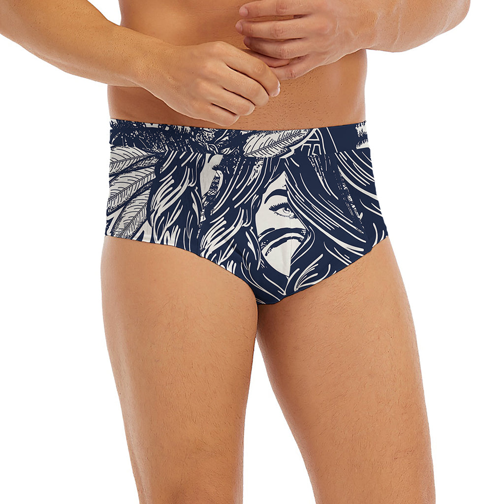 Tribal Native Indian Girl Print Men's Briefs