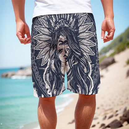 Tribal Native Indian Girl Print Men's Cargo Shorts