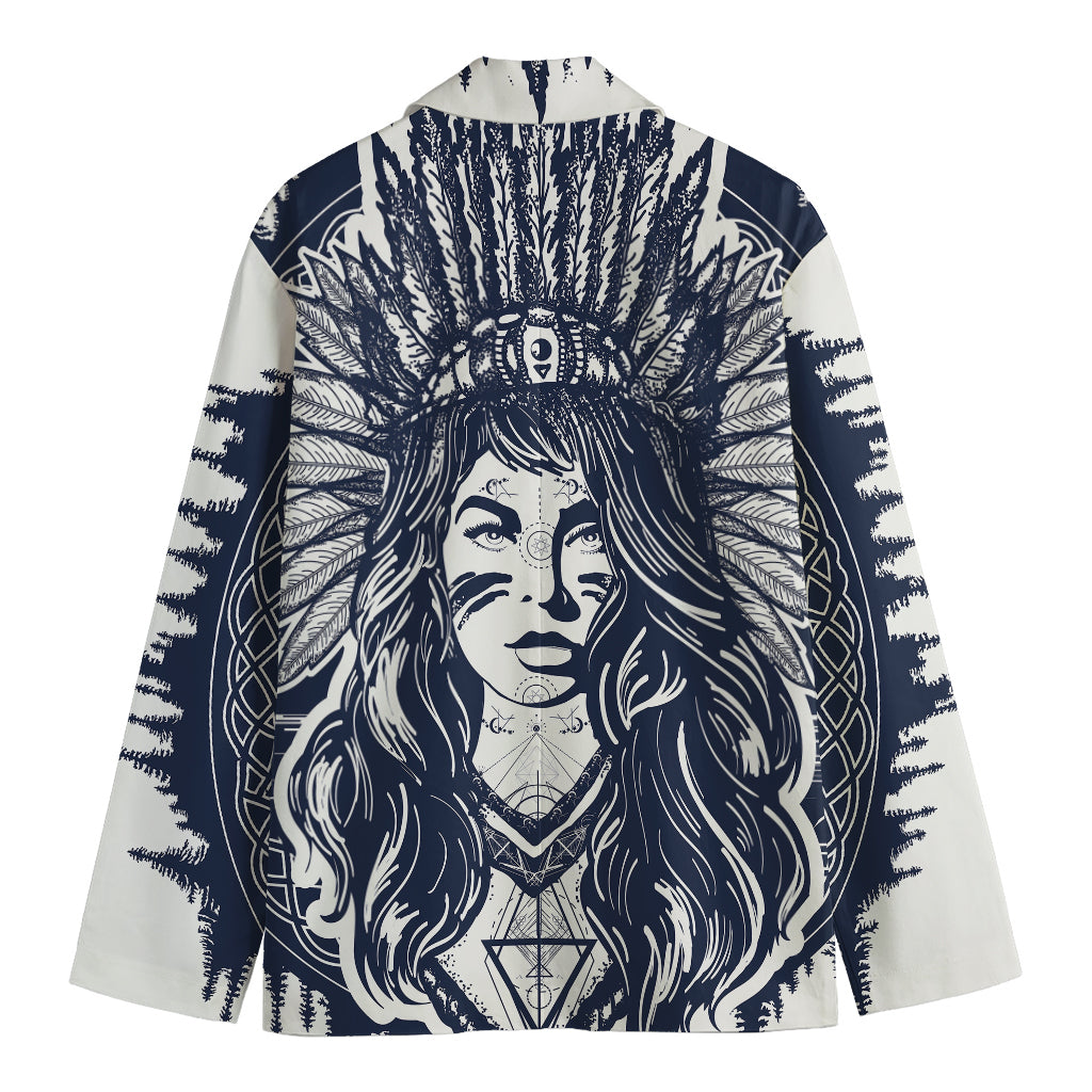 Tribal Native Indian Girl Print Men's Cotton Blazer