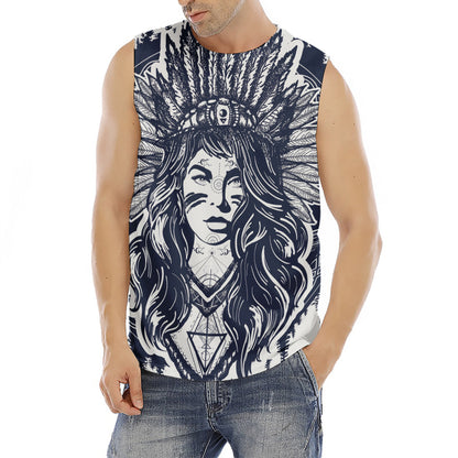 Tribal Native Indian Girl Print Men's Fitness Tank Top