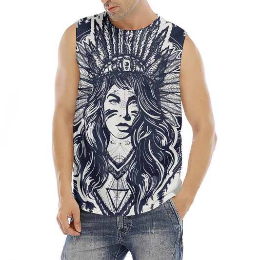 Tribal Native Indian Girl Print Men's Fitness Tank Top