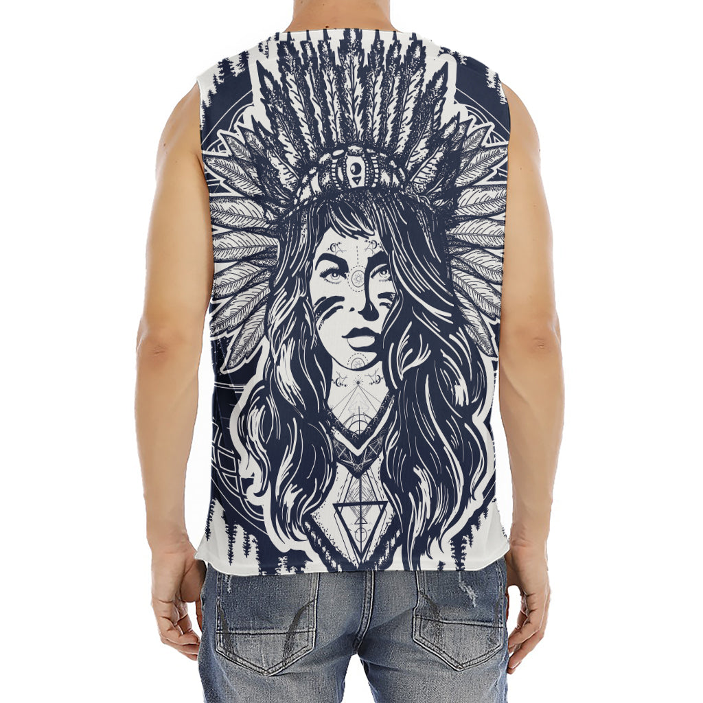 Tribal Native Indian Girl Print Men's Fitness Tank Top