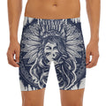 Tribal Native Indian Girl Print Men's Long Boxer Briefs