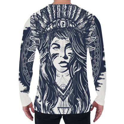 Tribal Native Indian Girl Print Men's Long Sleeve T-Shirt