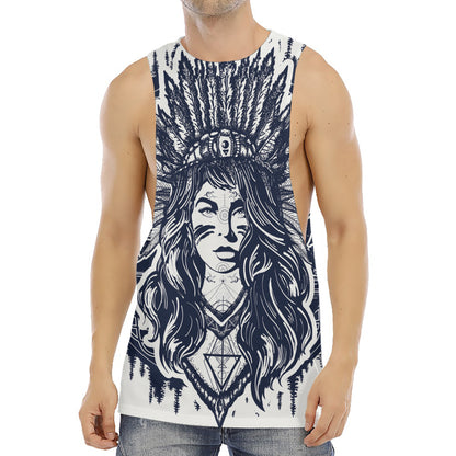 Tribal Native Indian Girl Print Men's Muscle Tank Top