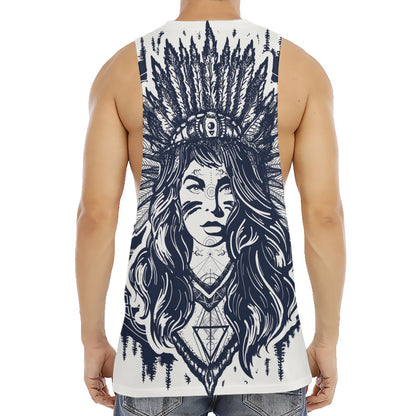 Tribal Native Indian Girl Print Men's Muscle Tank Top
