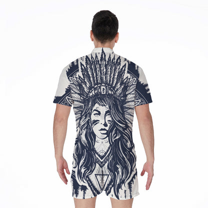 Tribal Native Indian Girl Print Men's Rompers