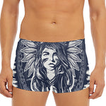 Tribal Native Indian Girl Print Men's Short Boxer Briefs