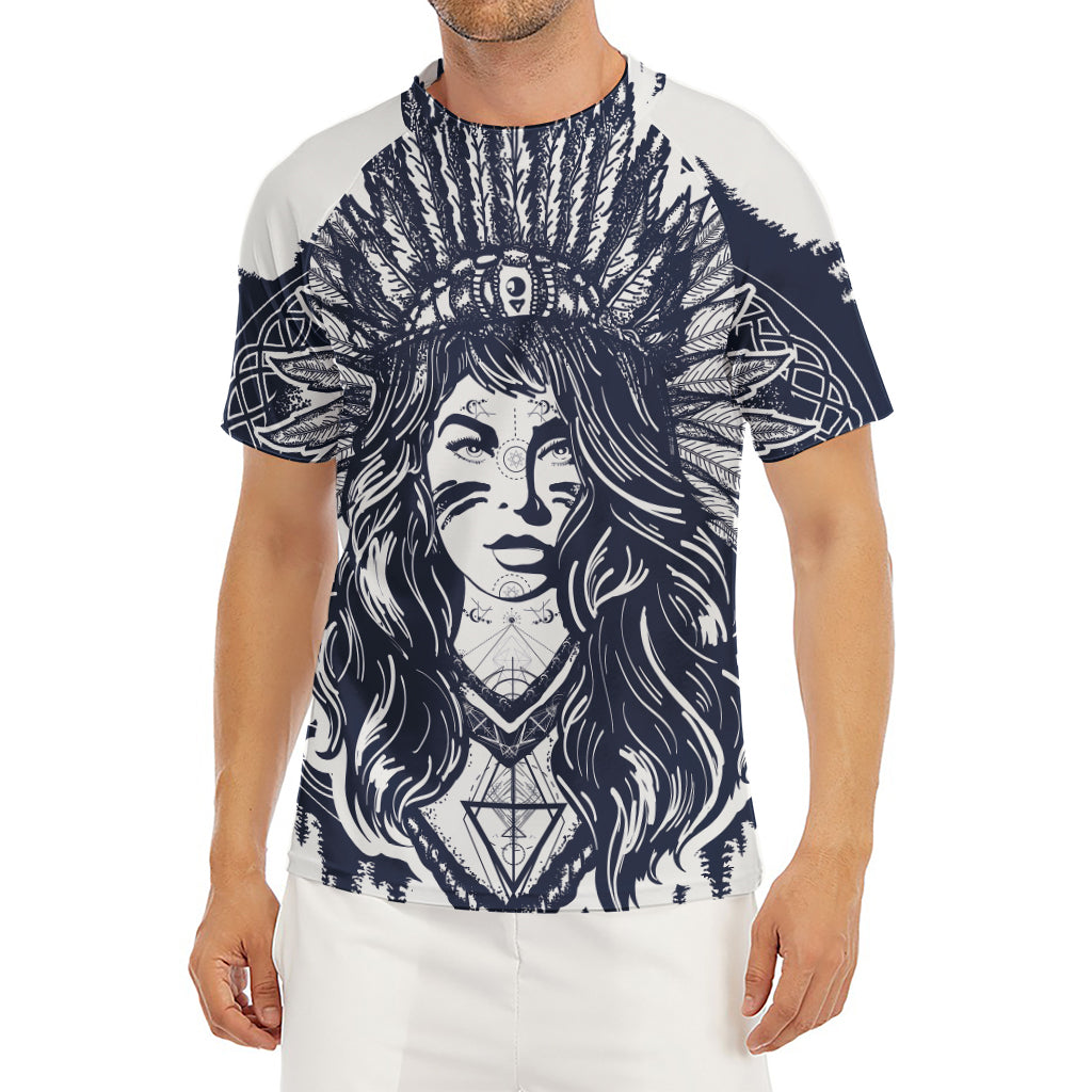 Tribal Native Indian Girl Print Men's Short Sleeve Rash Guard