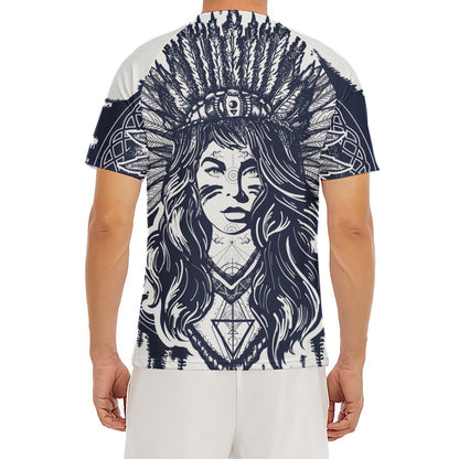 Tribal Native Indian Girl Print Men's Short Sleeve Rash Guard