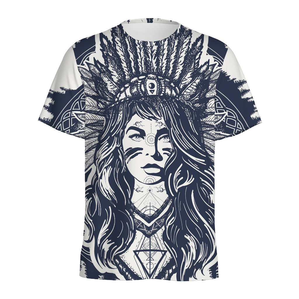 Tribal Native Indian Girl Print Men's Sports T-Shirt