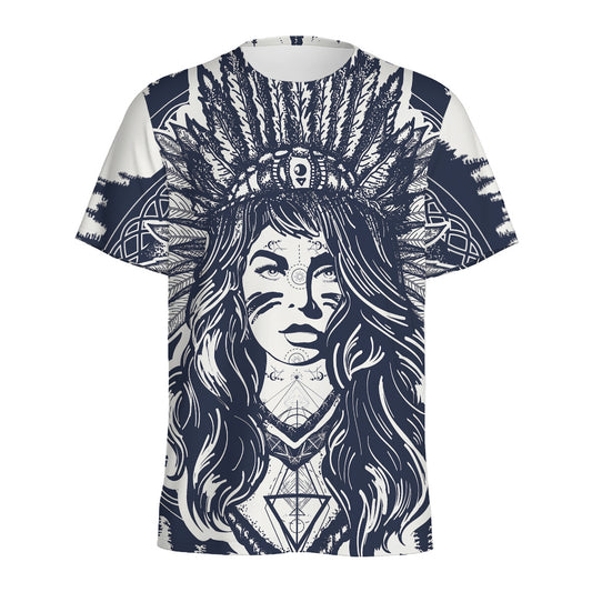 Tribal Native Indian Girl Print Men's Sports T-Shirt