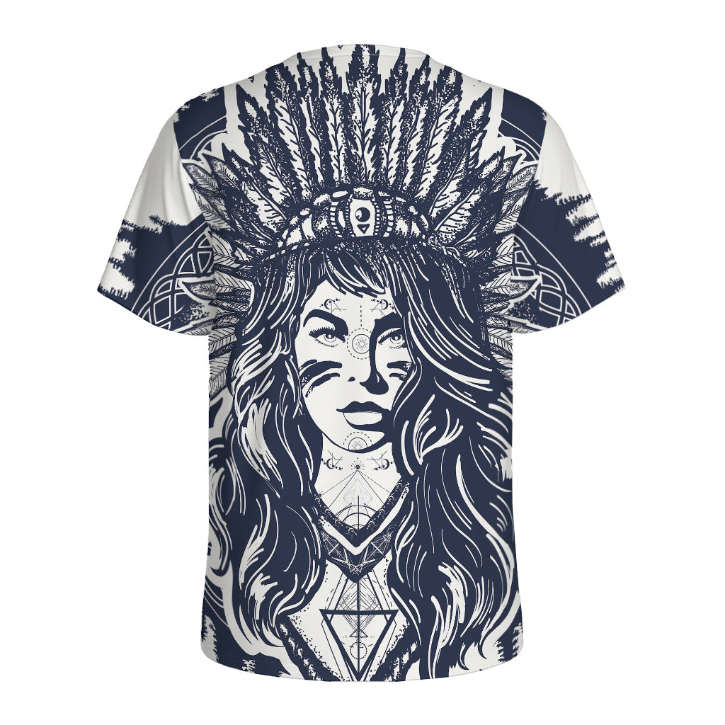 Tribal Native Indian Girl Print Men's Sports T-Shirt