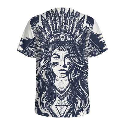 Tribal Native Indian Girl Print Men's Sports T-Shirt