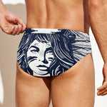 Tribal Native Indian Girl Print Men's Swim Briefs