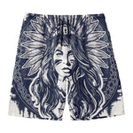 Tribal Native Indian Girl Print Men's Swim Trunks