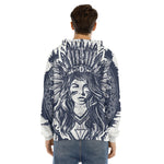 Tribal Native Indian Girl Print Men's Velvet Pullover Hoodie