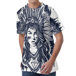 Tribal Native Indian Girl Print Men's Velvet T-Shirt