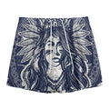 Tribal Native Indian Girl Print Mesh Shorts
