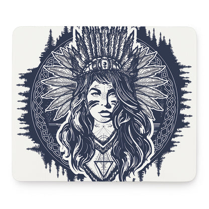 Tribal Native Indian Girl Print Mouse Pad