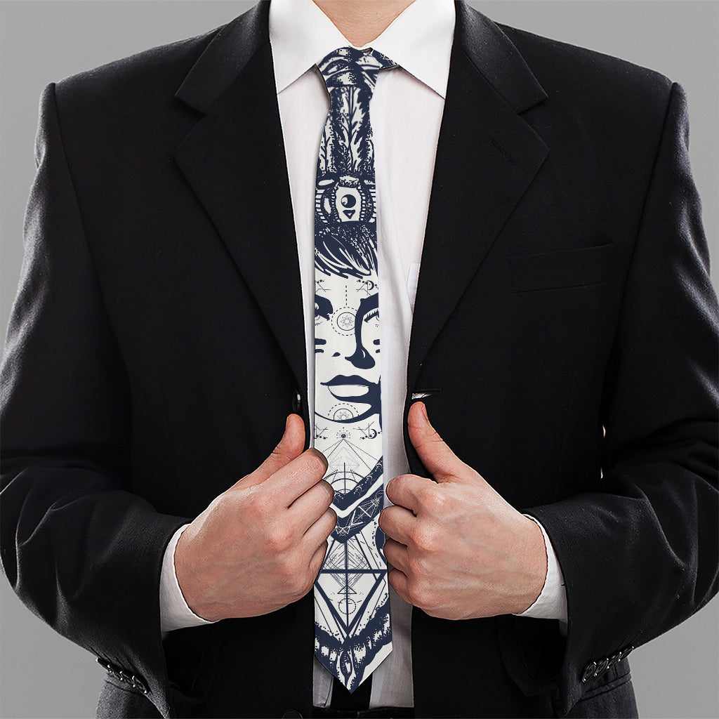 Tribal Native Indian Girl Print Necktie