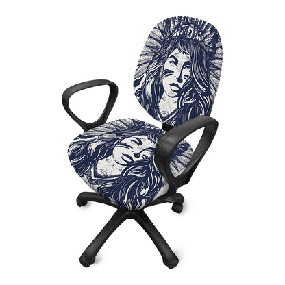 Tribal Native Indian Girl Print Office Chair Cover