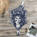 Tribal Native Indian Girl Print One Shoulder Bodysuit