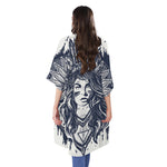 Tribal Native Indian Girl Print Open Front Beach Cover Up