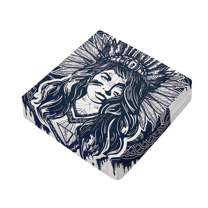 Tribal Native Indian Girl Print Outdoor Seat Cushion Cover
