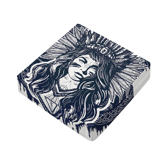 Tribal Native Indian Girl Print Outdoor Seat Cushion Cover