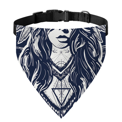 Tribal Native Indian Girl Print Over The Collar Dog Bandana