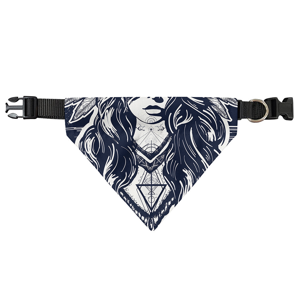 Tribal Native Indian Girl Print Over The Collar Dog Bandana