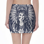 Tribal Native Indian Girl Print Pencil Mini Skirt