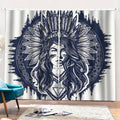 Tribal Native Indian Girl Print Pencil Pleat Curtains